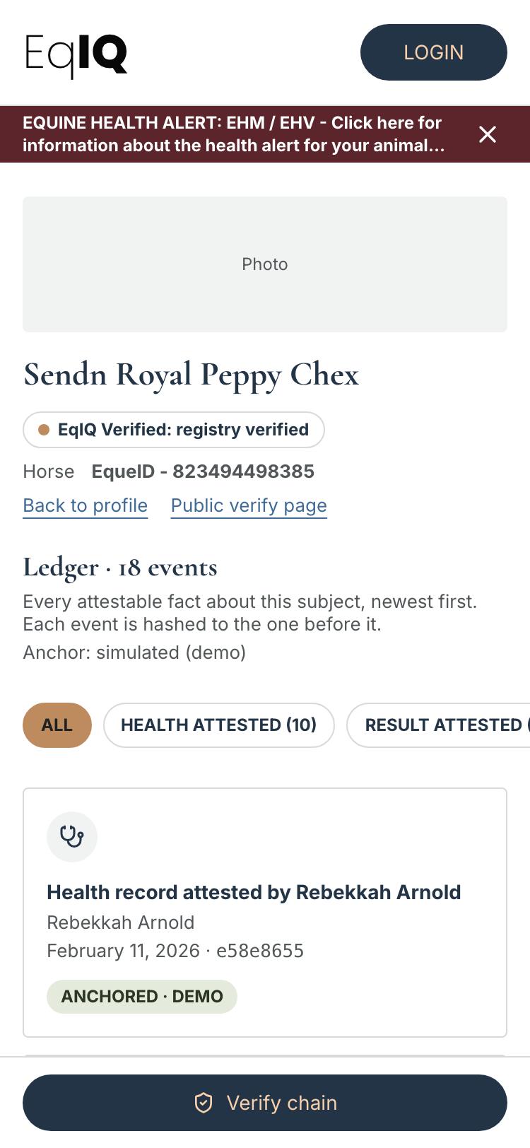 The ledger page on a phone